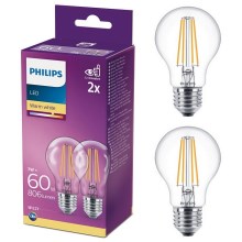 Philips - Set van 2x LED Lampen A60 E27 / 7W / 230V 2700K