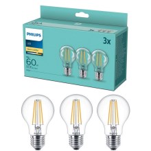 SET 3x LED Lamp VINTAGE Philips A60 E27/7W/230V 2700K