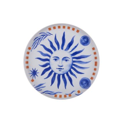 12-delige serviesset van porselein — rood/blauw/wit
