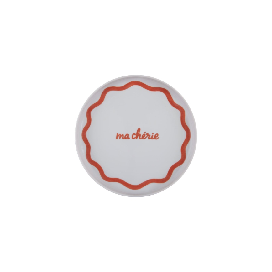 12-delige serviesset van porselein — rood/blauw/wit