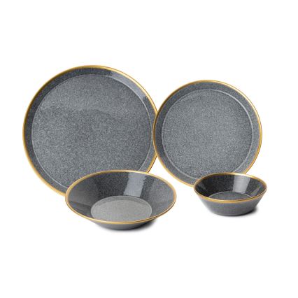 16-delige serviesset antraciet/goud/porselein
