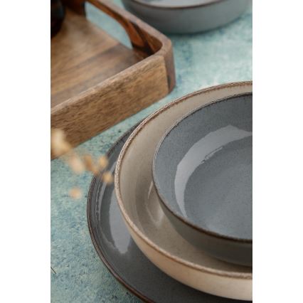 16-delige serviesset grijs/beige/porselein