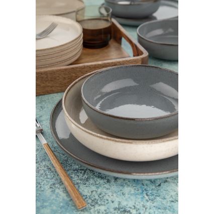 16-delige serviesset grijs/beige/porselein