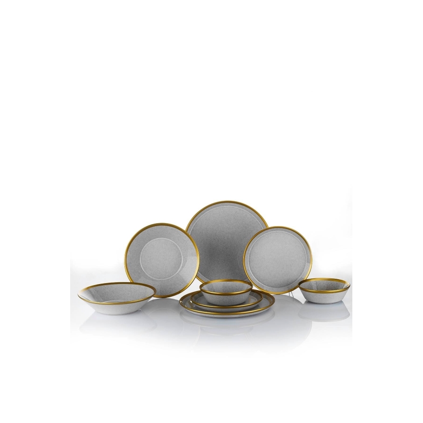 16-delige serviesset grijs/goud/porselein