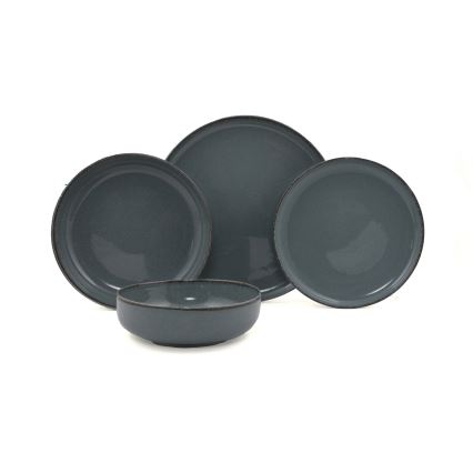 16-delige serviesset, grijs porselein