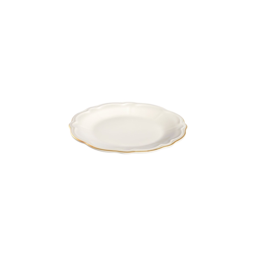 18-delig porseleinen servies, wit met gouden accenten