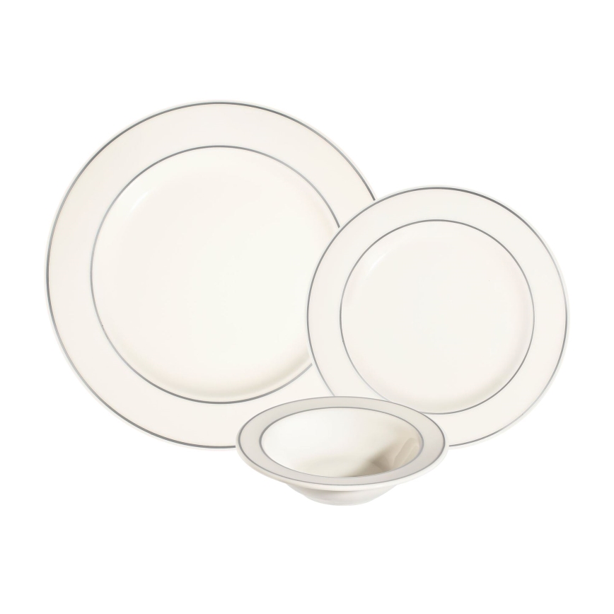 18-delig serviesset crème/zilver/porselein