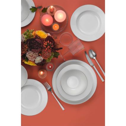 18-delige eettafelset, wit/zilver, porselein