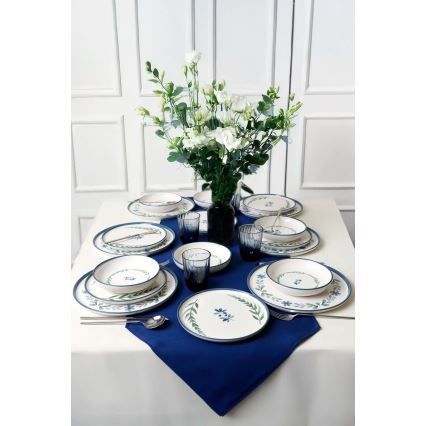 18-delige keramische serviesset — wit/blauw/groen