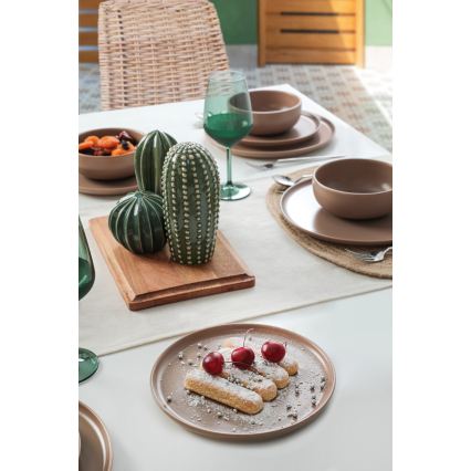 18-delige serviesset, bruin/keramiek