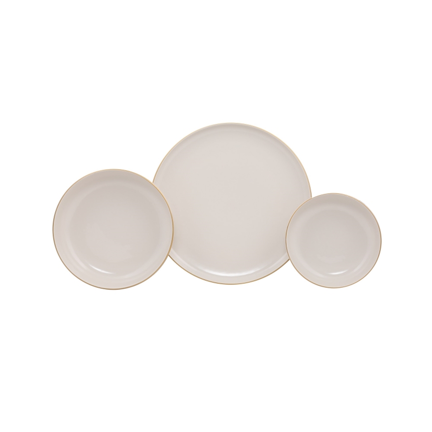 18-delige serviesset in beige met gouden accenten, porselein