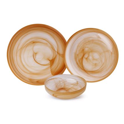 18-delige serviesset oranje/glas