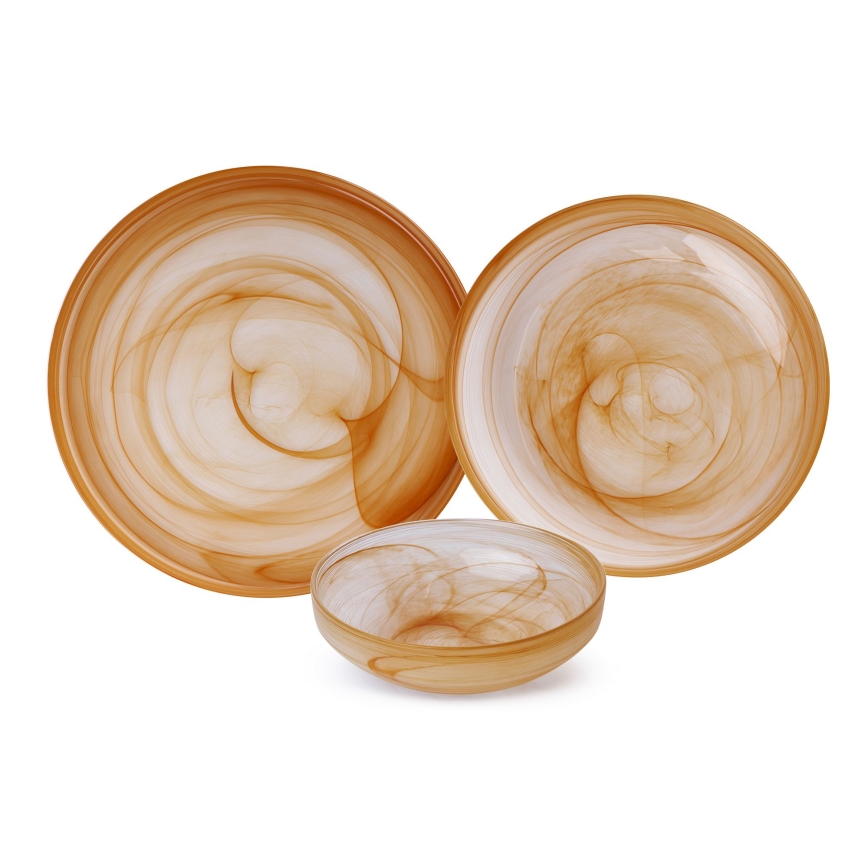 18-delige serviesset oranje/glas