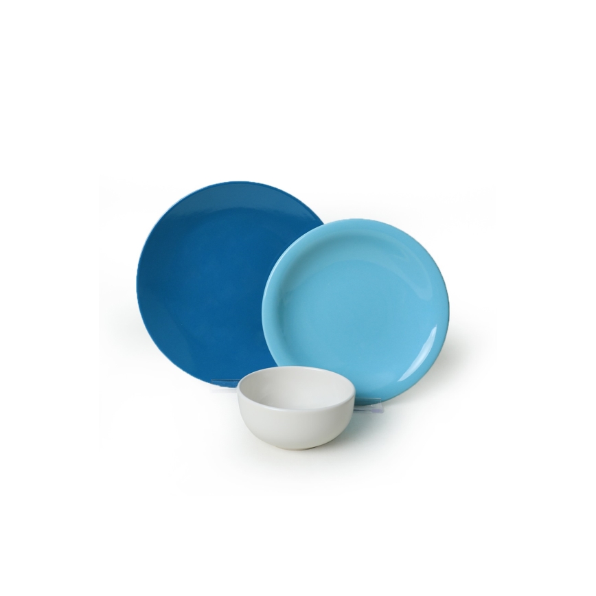 18-delige serviesset van keramiek, blauw/wit