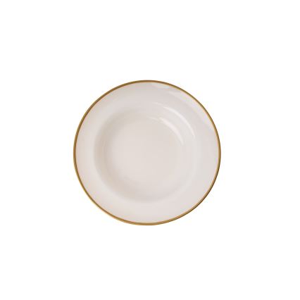 18-delige serviesset van porselein, beige met gouden accenten