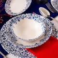 18-delige serviesset, wit/blauw, porselein