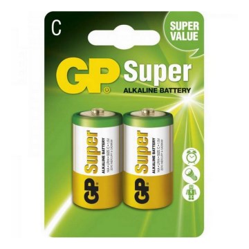2 stuks GP SUPER Alkaline batterijen LR14 1,5V