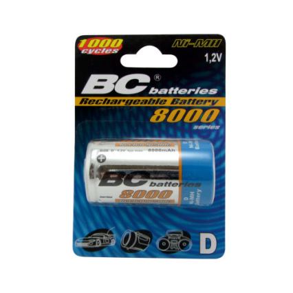 2 stuks Oplaadbare Batterij NiMH D 8000 mAh 1,2V