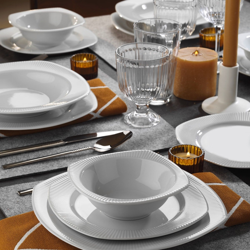 24-delig porseleinen servies, wit