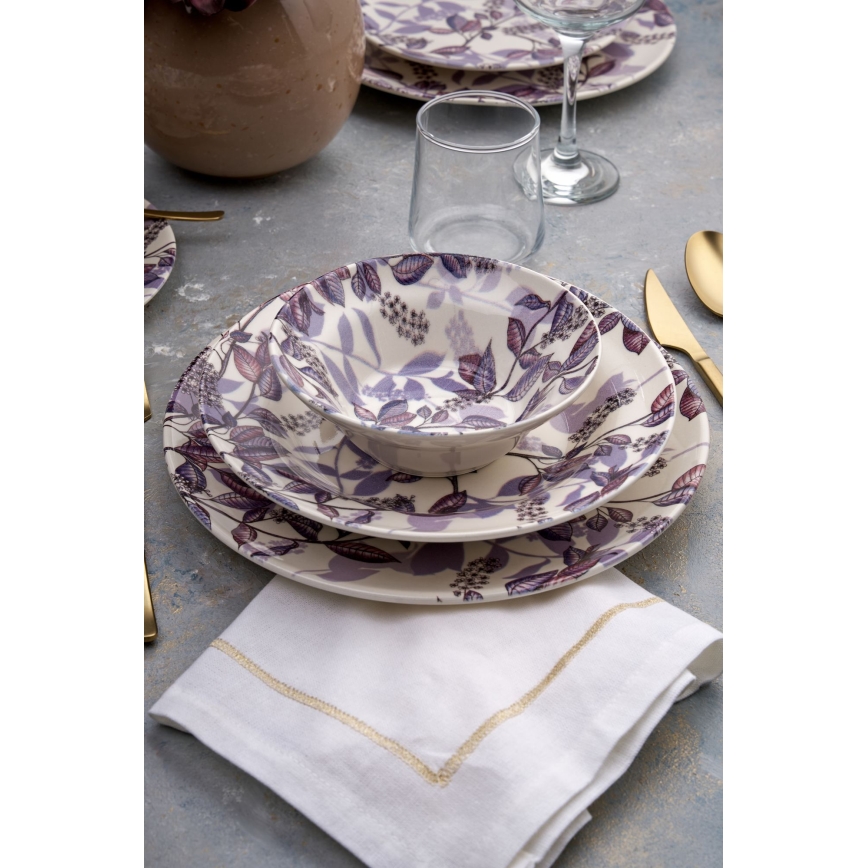 24-delig servies, paars, keramiek
