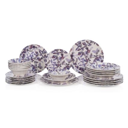 24-delig servies, paars, keramiek