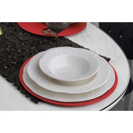 24-delig servies van crèmekleurig porselein