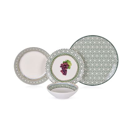 24-delig servies, veelkleurig/keramiek