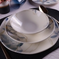 24-delig servies, wit/blauw, porselein