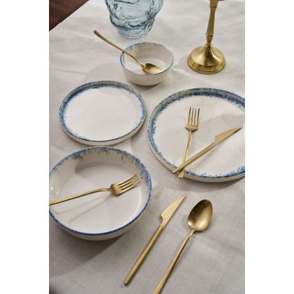 24-delig servies, wit/blauw, porselein