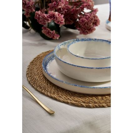 24-delig servies, wit/blauw, porselein
