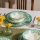 24-delig servies, wit/groen, porselein