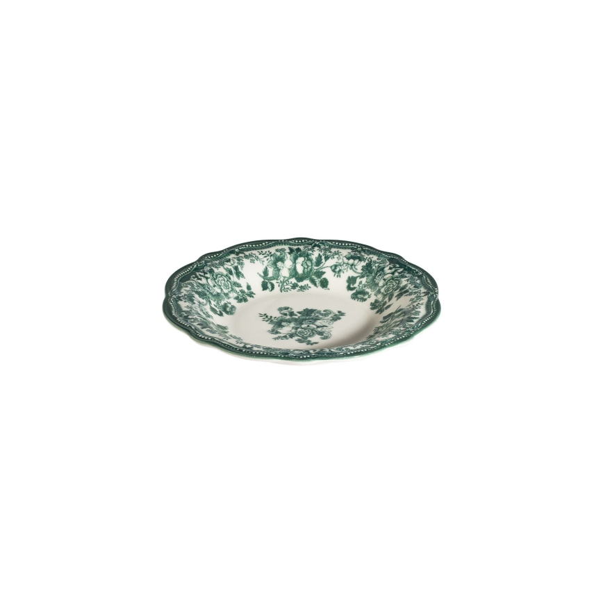 24-delig servies, wit/groen, porselein
