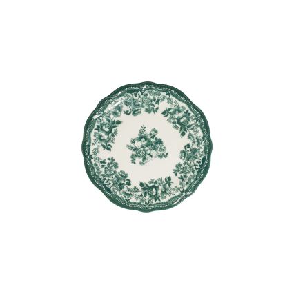 24-delig servies, wit/groen, porselein