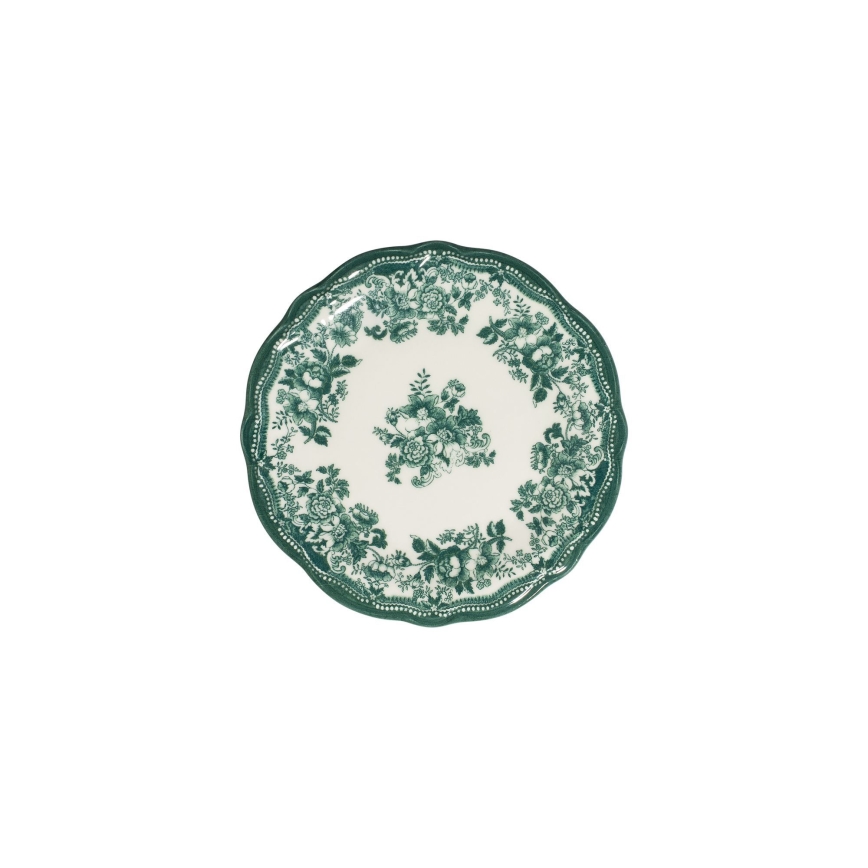 24-delig servies, wit/groen, porselein