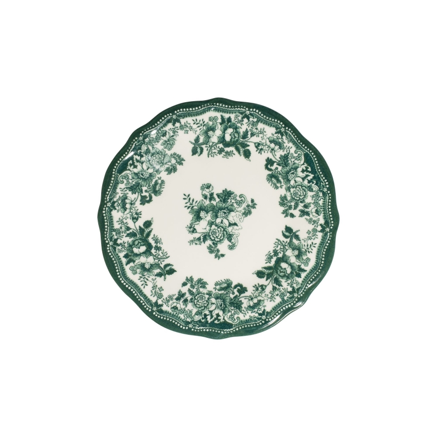 24-delig servies, wit/groen, porselein