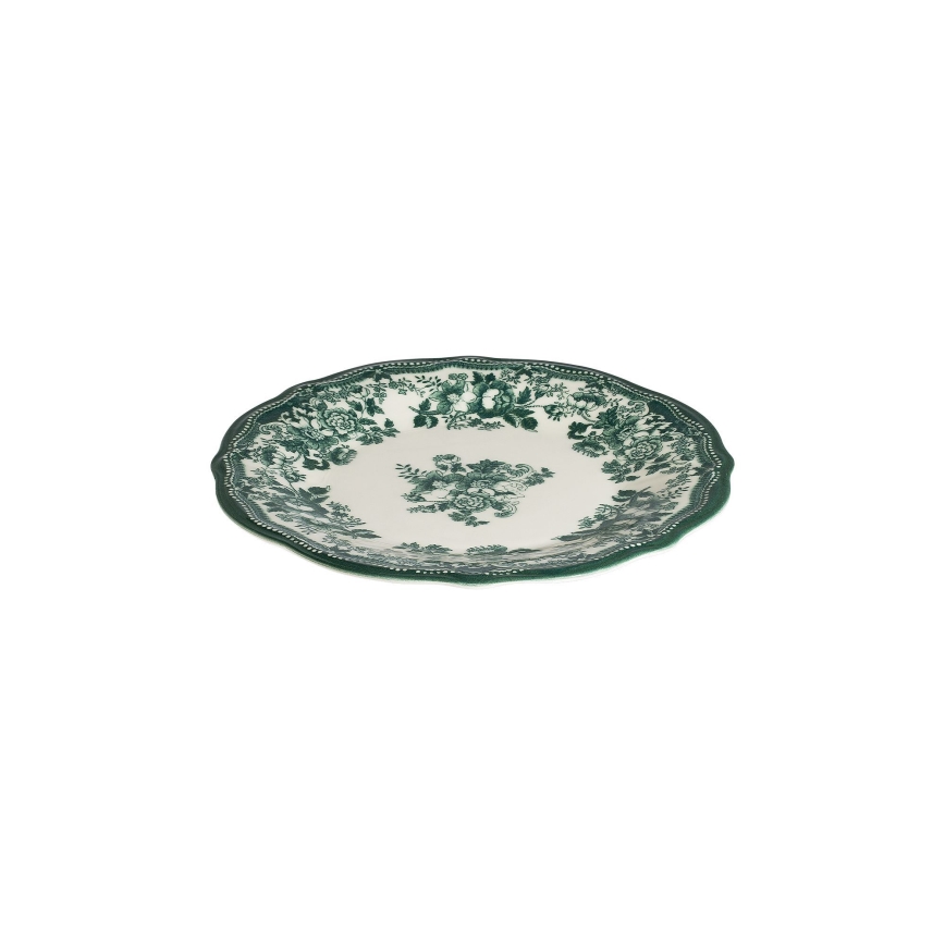 24-delig servies, wit/groen, porselein