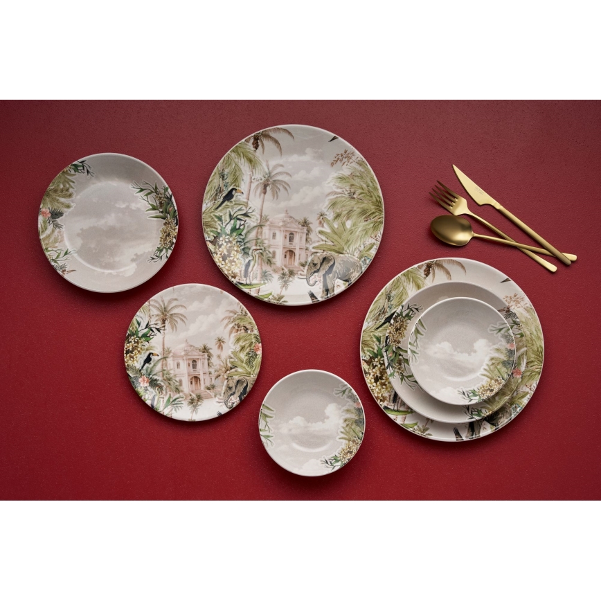 24-delige kleurrijke serviesset/keramiek