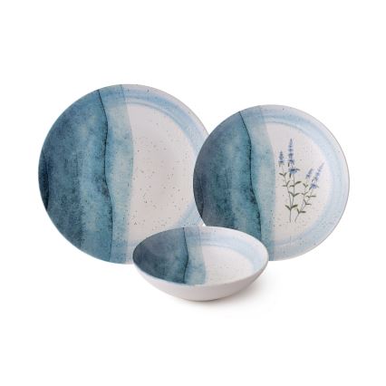 24-delige serviesset blauw/crème/porselein