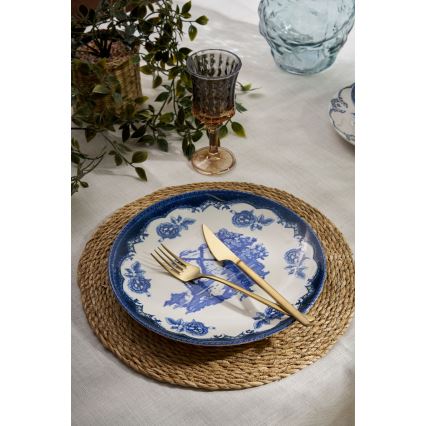 24-delige serviesset, blauw/wit, porselein