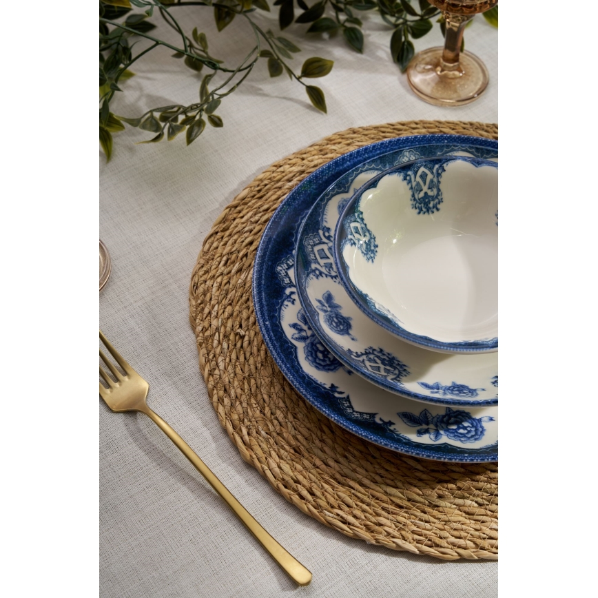 24-delige serviesset, blauw/wit, porselein
