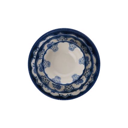 24-delige serviesset, blauw/wit, porselein