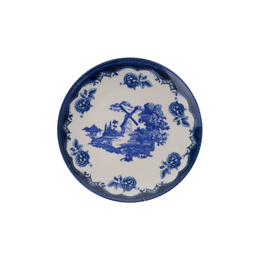 24-delige serviesset, blauw/wit, porselein