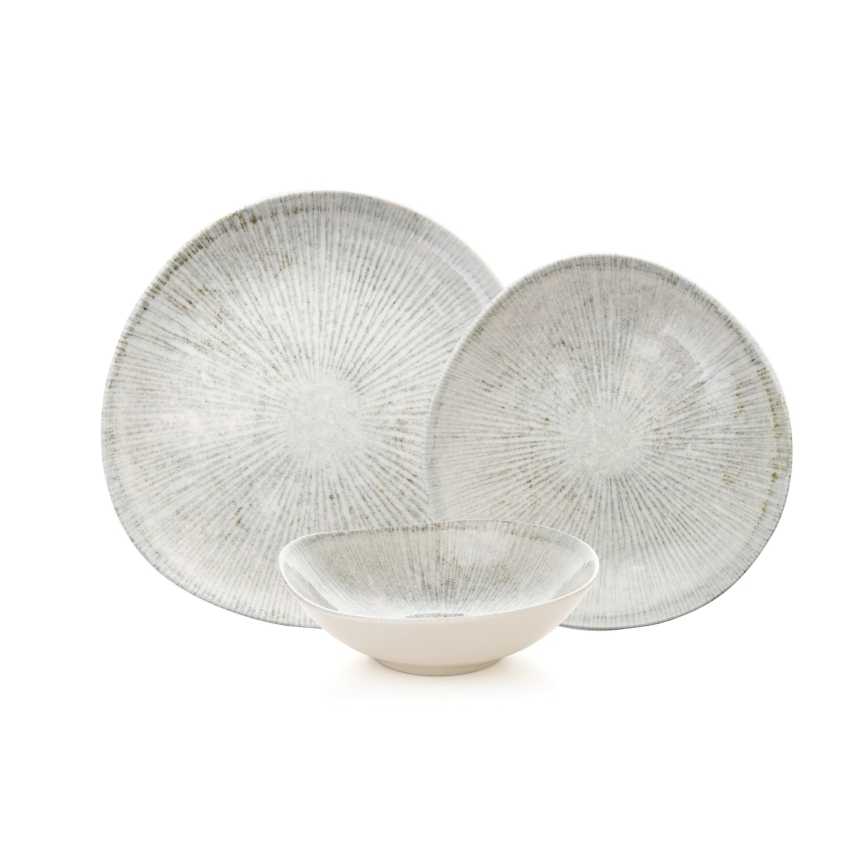 24-delige serviesset, grijs/porselein