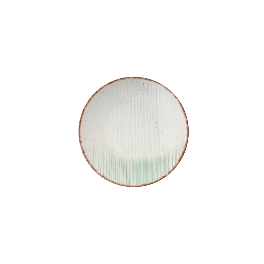 24-delige serviesset in wit en groen, van porselein