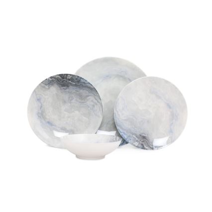 24-delige serviesset van bruin porselein