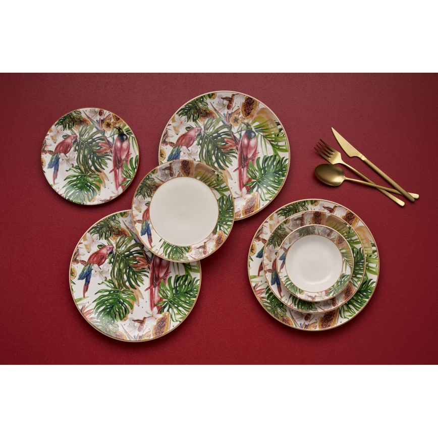 24-delige serviesset van keramiek, kleurrijk