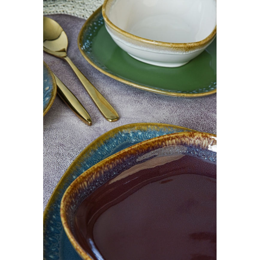 24-delige serviesset, veelkleurig/steengoed