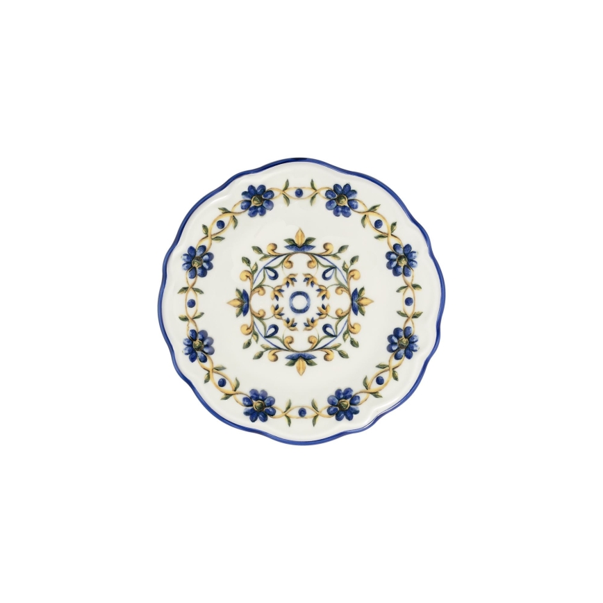 24-delige serviesset, wit/blauw/geel, porselein