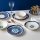 24-delige serviesset, wit/blauw/goud, porselein