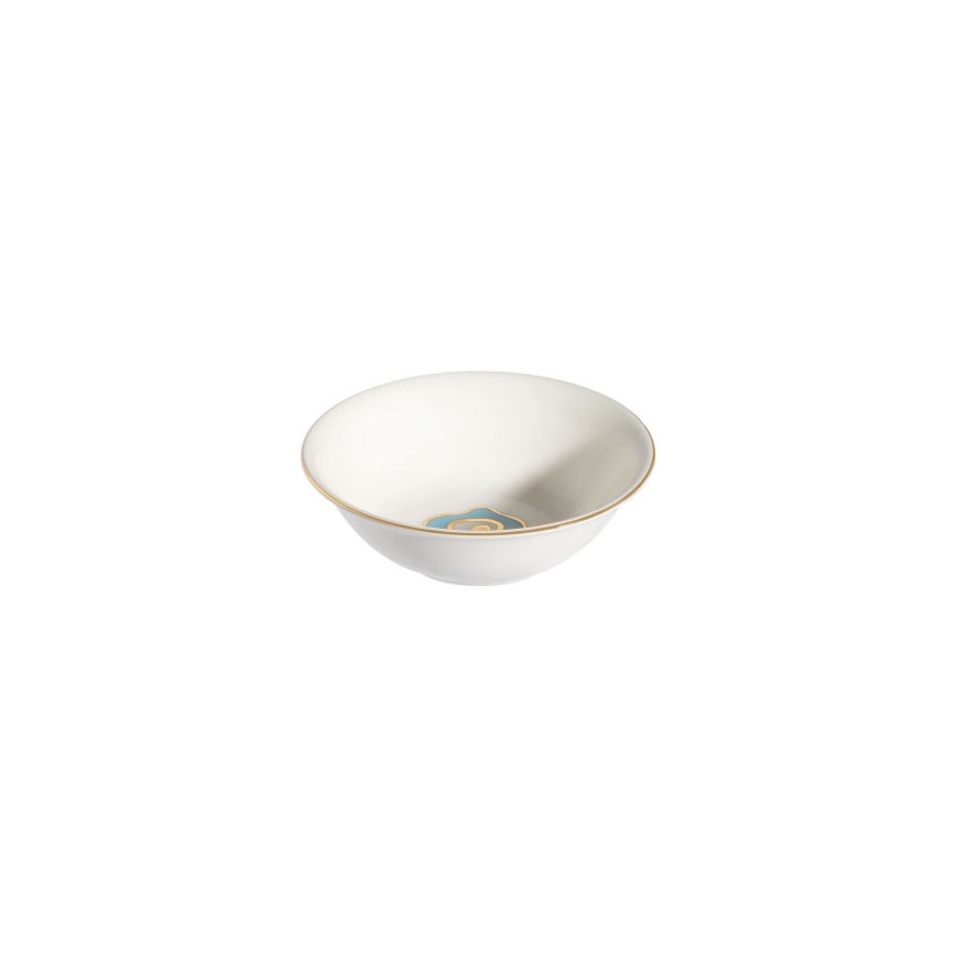 24-delige serviesset, wit/blauw/goud, porselein